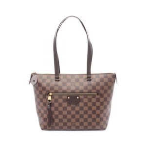 Louis Vuitton Iena Damier Ebene Brown Tote Bag Canvas Leather Brown